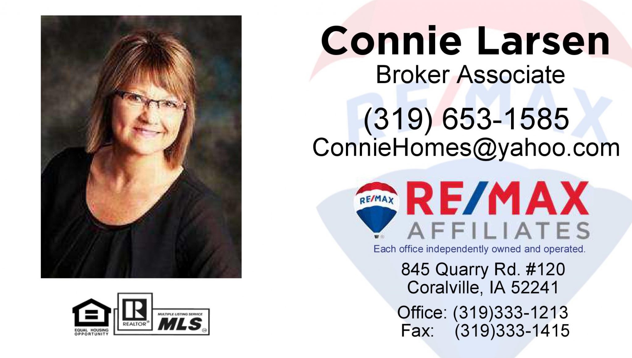 RE/MAX Affiliates - Connie Larsen - City of Washington, Iowa