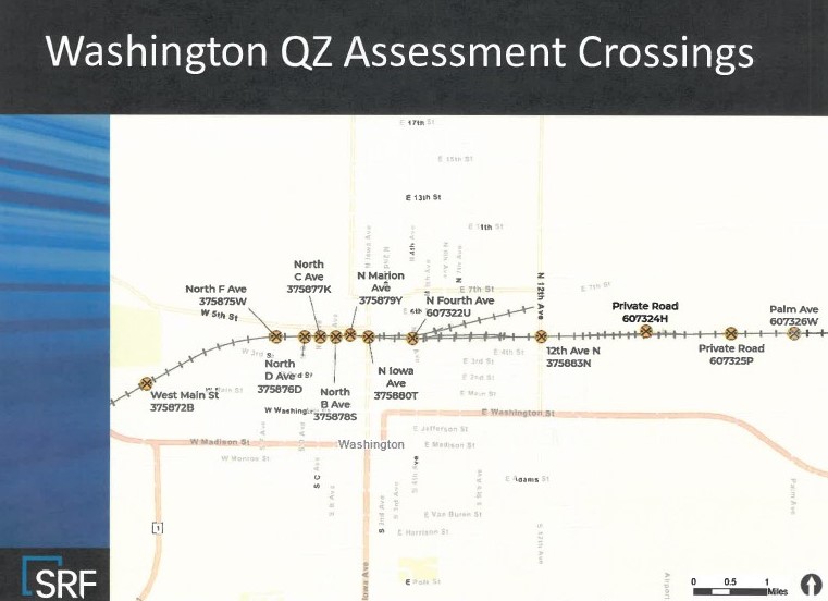 Map of Washington Railroad Crossings