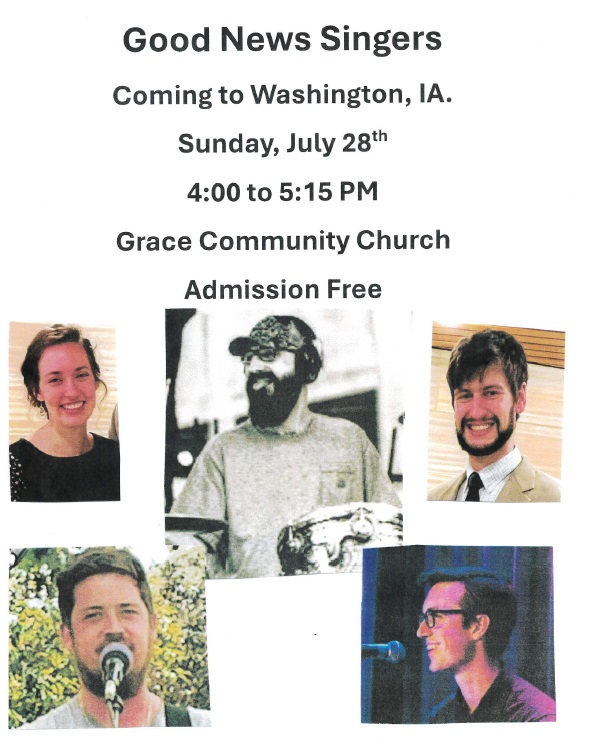 good news singers washington, iowa grace community church free event